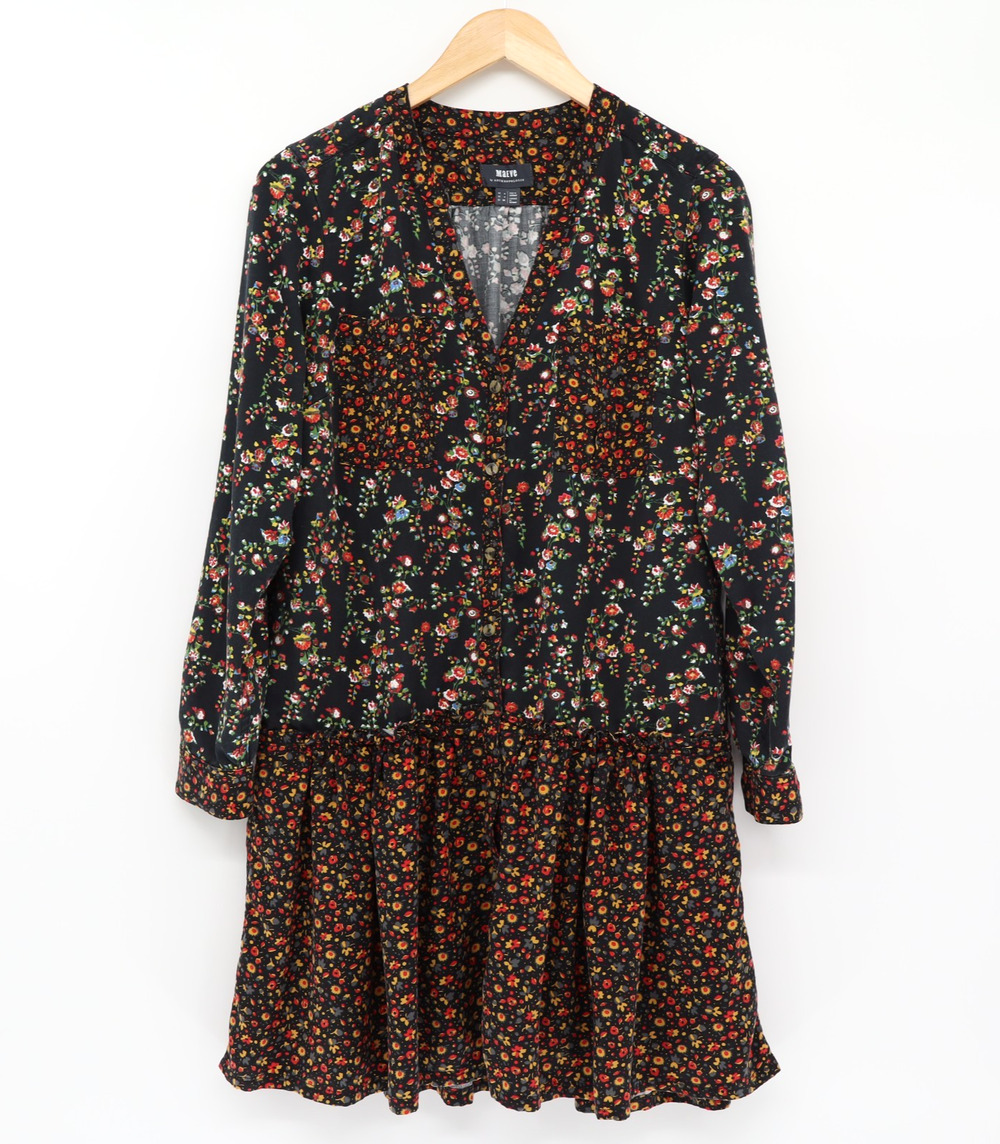 Anthropologie Maeve Sz 4 Patchwork Floral Print Drop Waist Mini Dress Bohemian